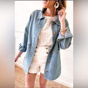 Peyton - slit buttons pocketed denim jacket